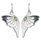 Peridot Accented Sterling Silver Butterly Wing Earrings