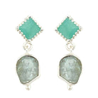 Aquamarine & Amazonite Post Earrings in Sterling Silver