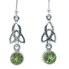 Peridot Celtic Love Knot Earrings in Sterling Silver