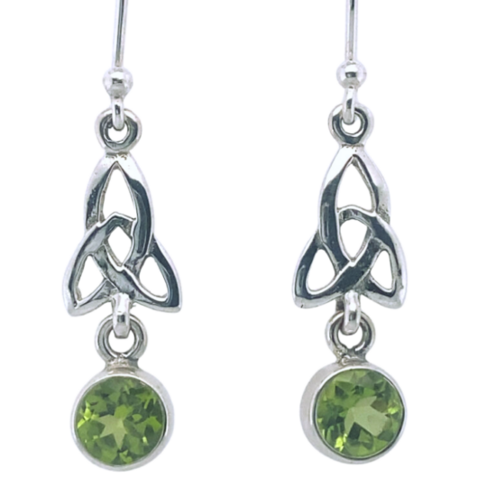 Peridot Celtic Love Knot Earrings in Sterling Silver