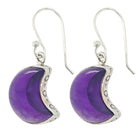 Amethyst Crescent Moon Glow Earrings Sterling Silver