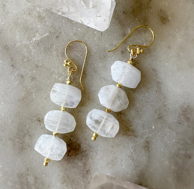 Moonstone Earrings 14K Gold Vermeil