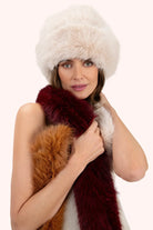 Damson/Mocha/Cream 3-Tone Faux Fur Scarf When Worn