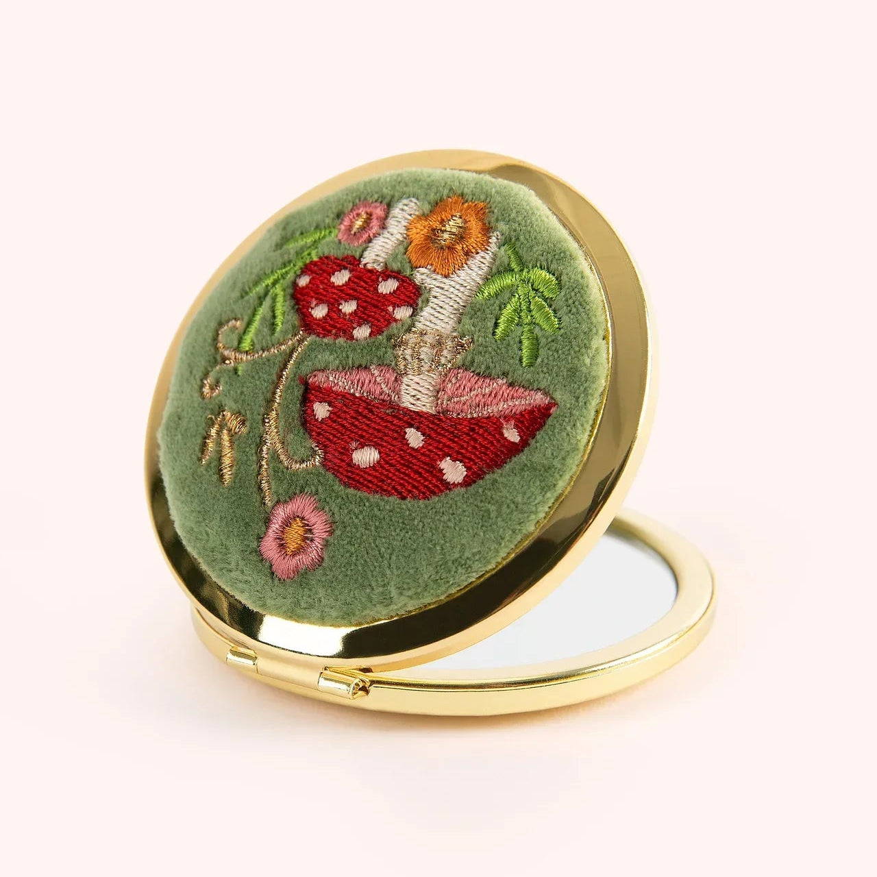Toadstool Embroidered Compact Mirror