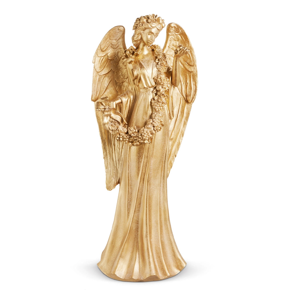 Gold angel statue on a white background