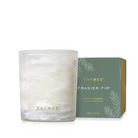 Thymes Frasier Fir candle and packaging on a white background