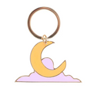Keychain with a gold crescent moon and pink cloud design on a white background