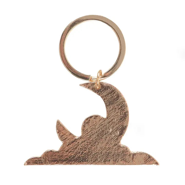 Metal Guided by Moonlight Enameled keychain back 