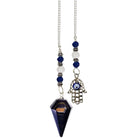 Blue Tiger Eye Hexagonal Pendulum with Fatima Hand