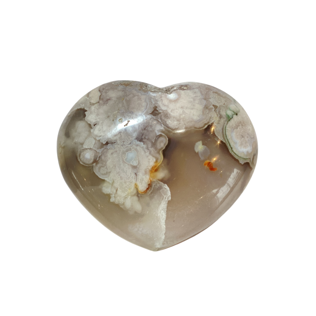 flower agate polished heart