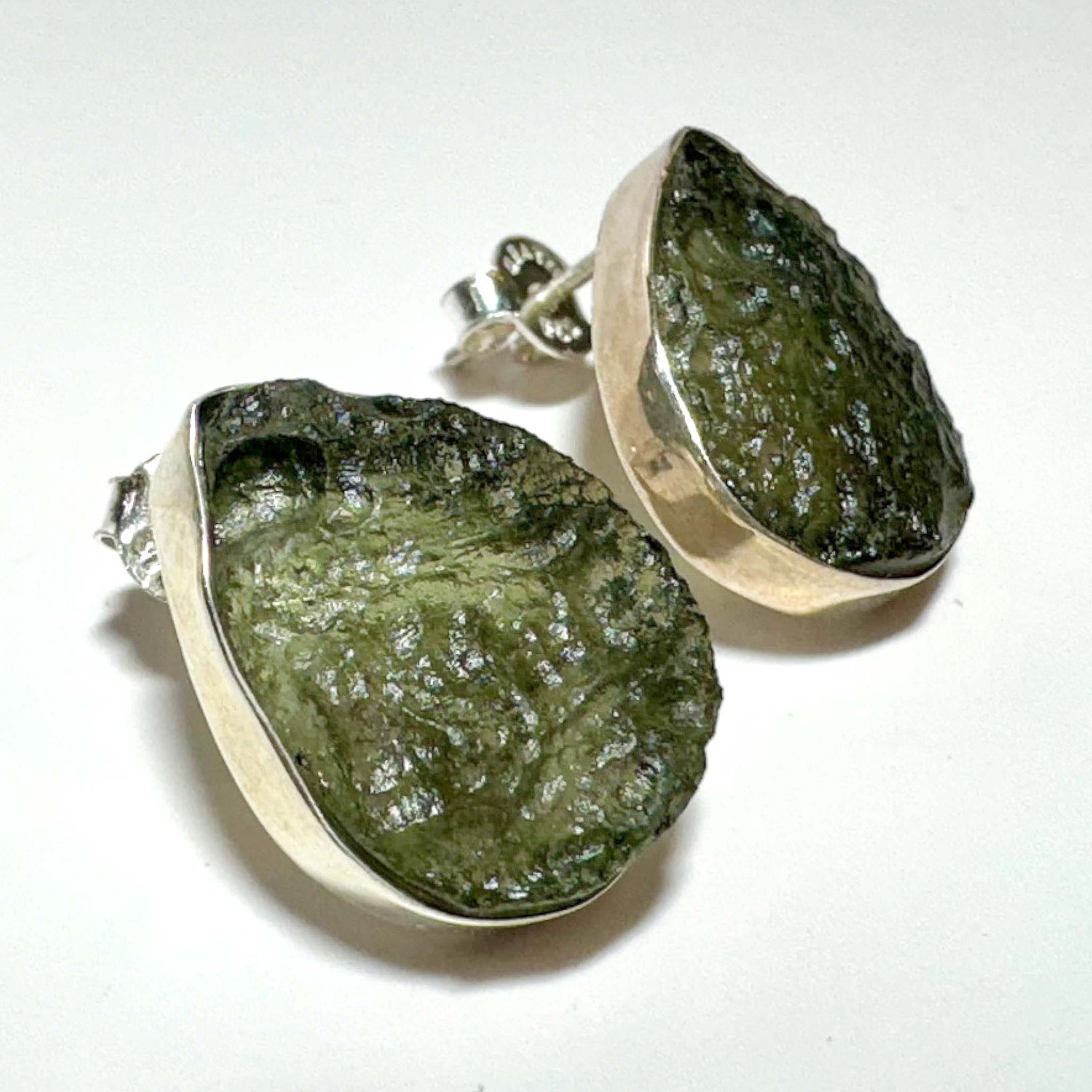 Moldavite Post Earrings