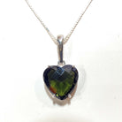 Moldavite Heart Faceted Pendant Necklace 1