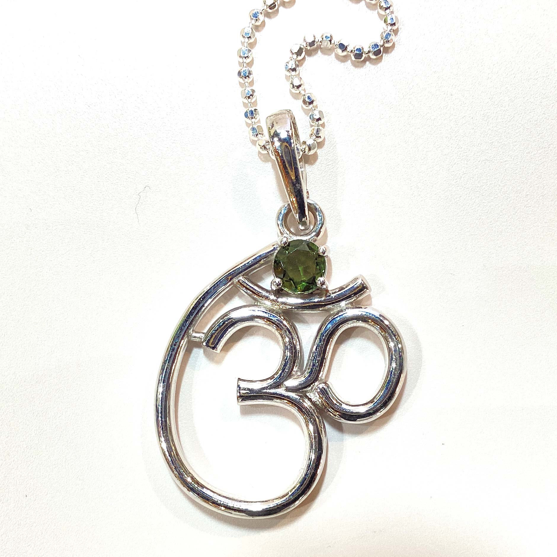 Moldavite OM Pendant Necklace 1