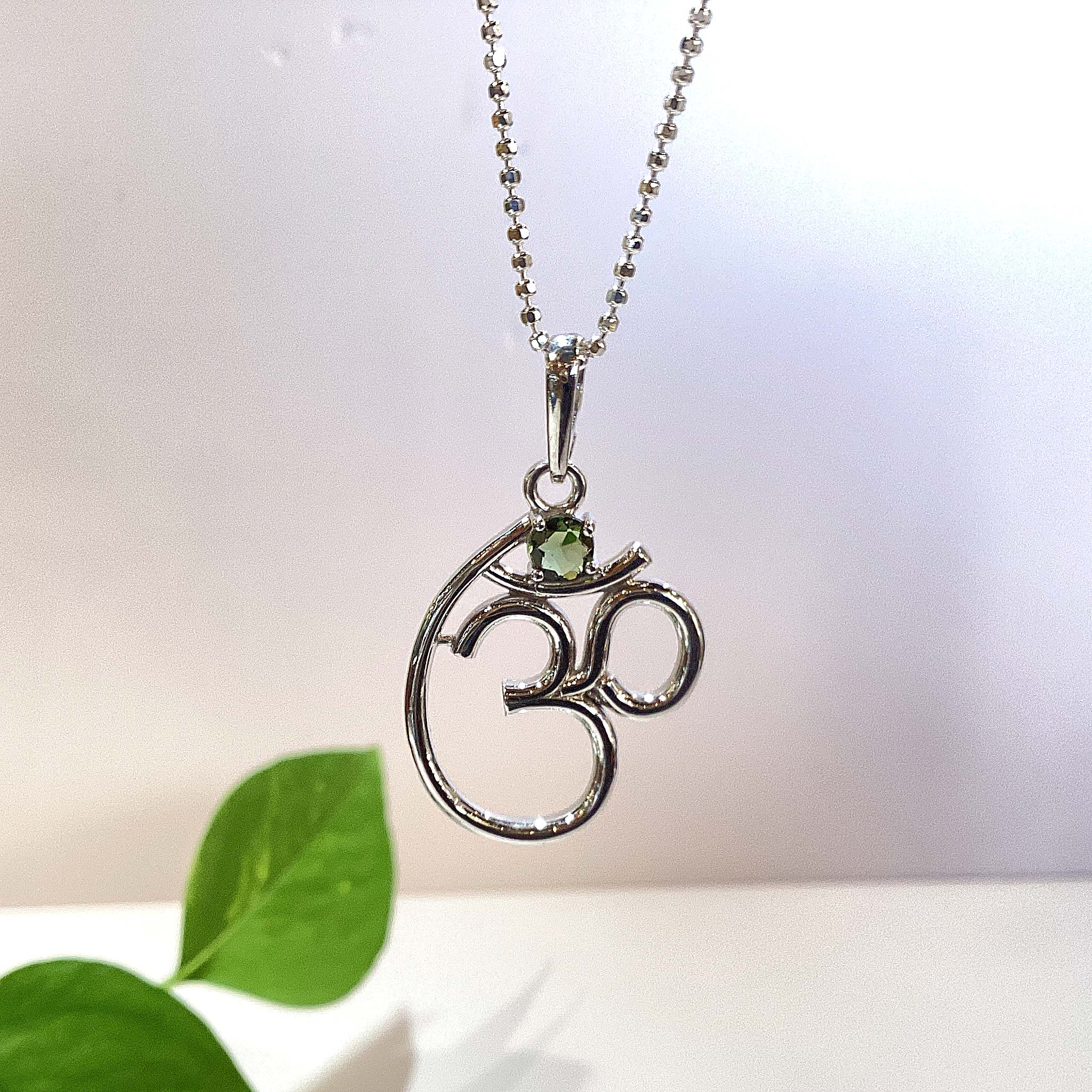 Moldavite OM Pendant Necklace 2