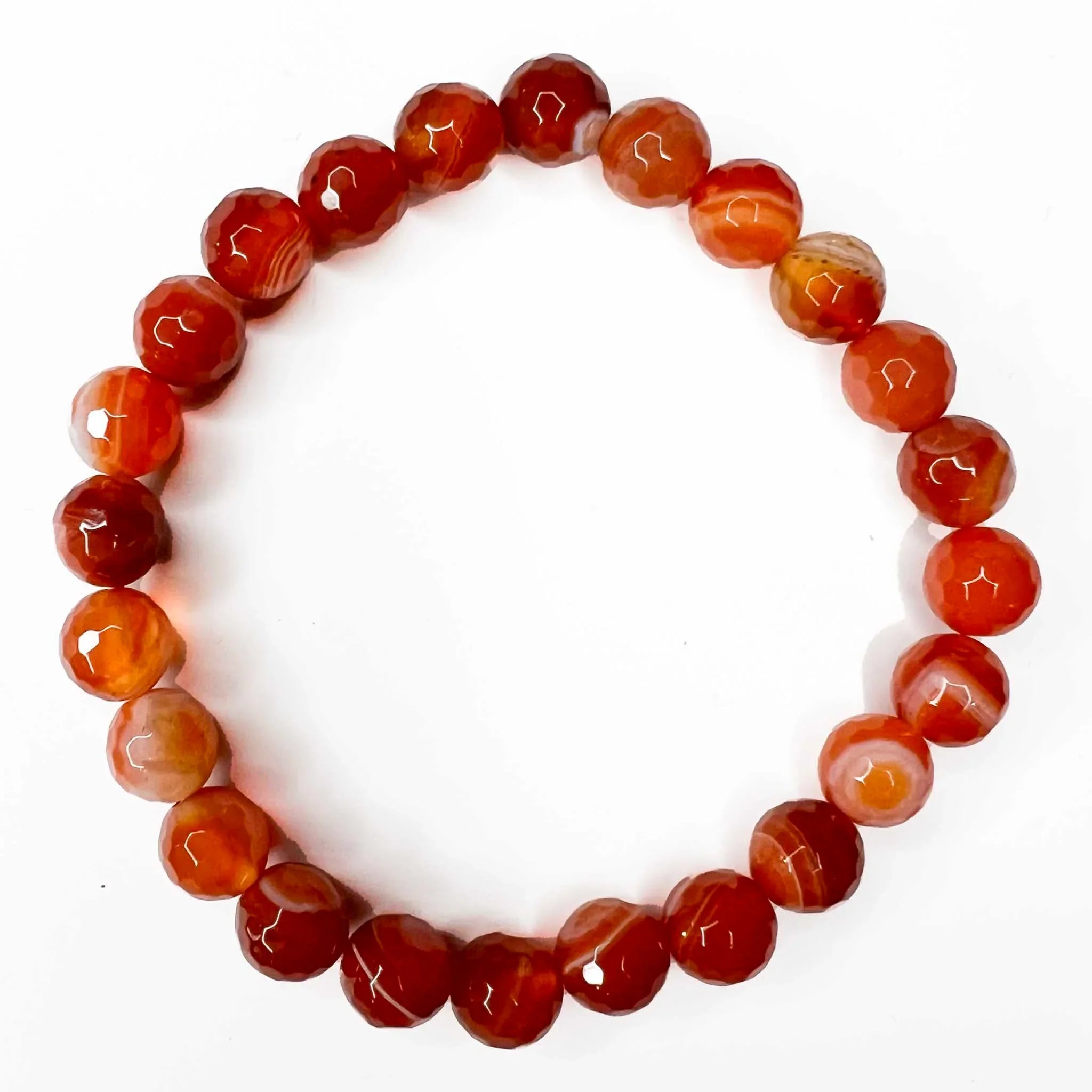 Carnelian Banded 8mm Faceted Stretch Bracelet
