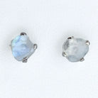 Moonstone Rainbow Stud Earrings Sterling Silver