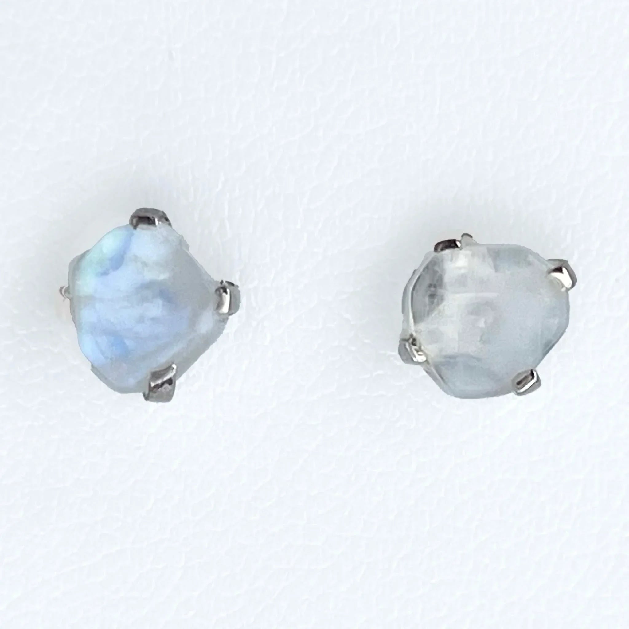 Moonstone Rainbow Stud Earrings Sterling Silver