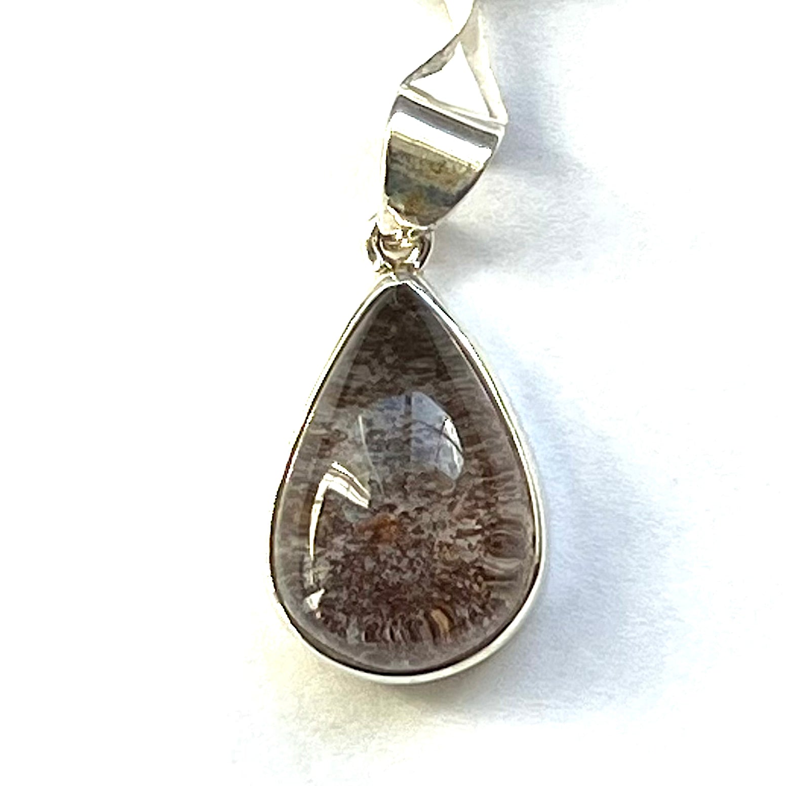 Garden Quartz Pendant Teardrop Cobochon Sterling Silver