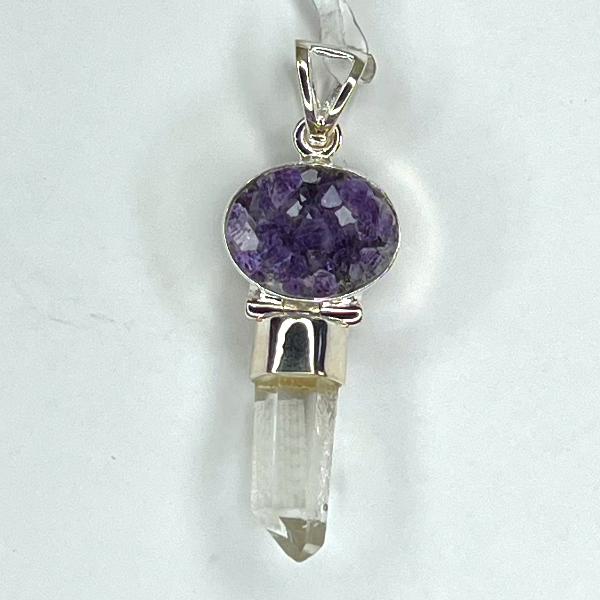 Amethyst and Quartz Point Pendant Sterling Silver