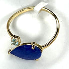 Lapis Blue Topaz Ring Teardrop Gold 