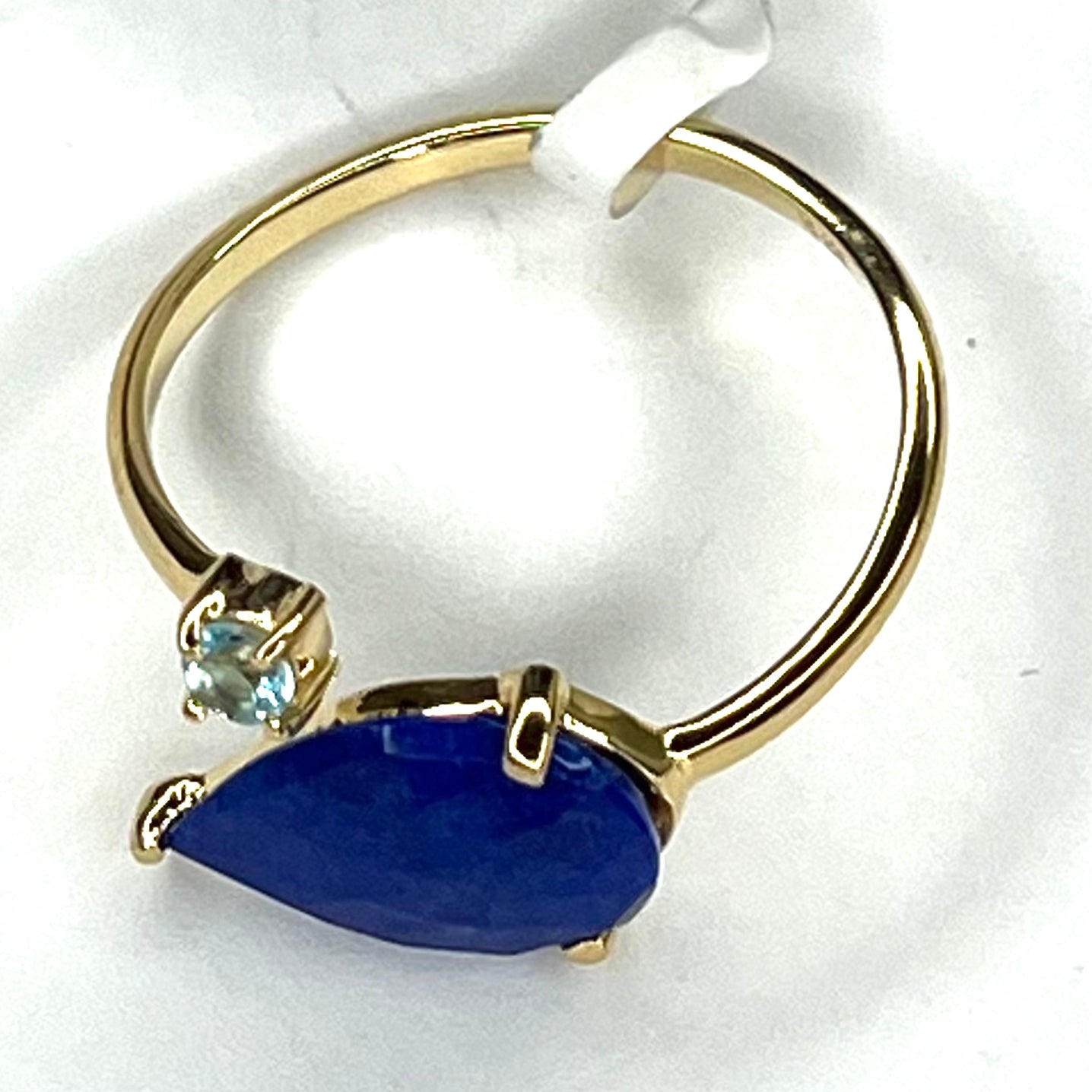Lapis Blue Topaz Ring Teardrop Gold 