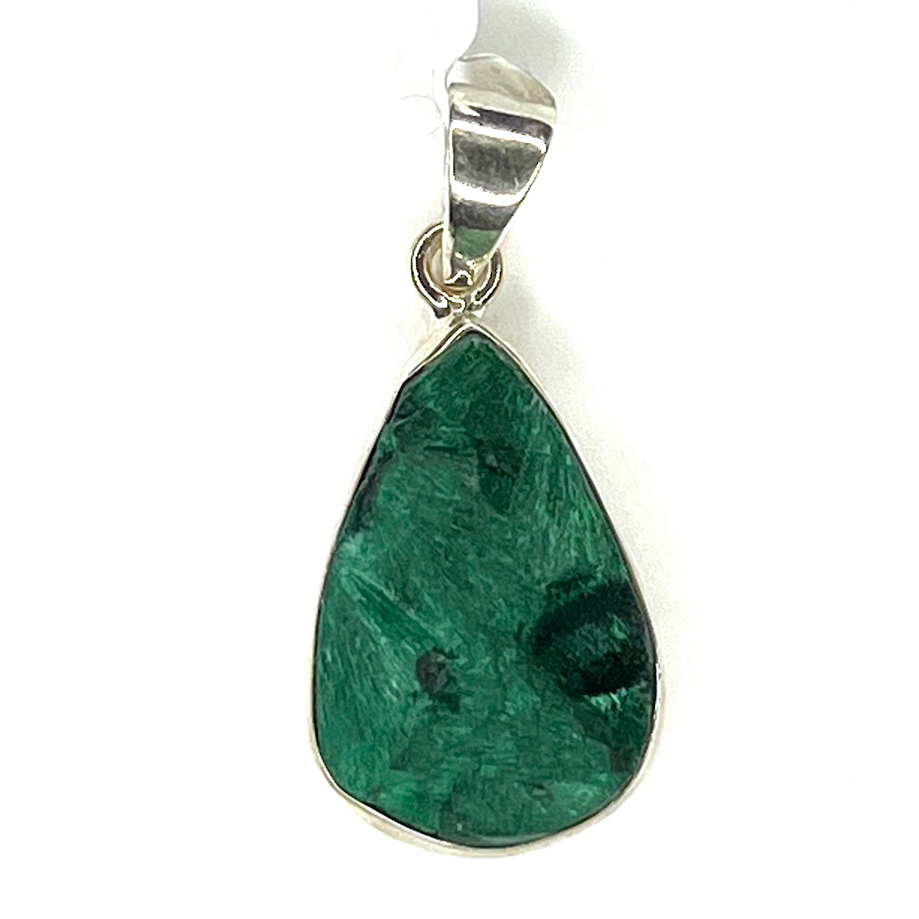 Malachite Pendant Teardrop Sterling Silver