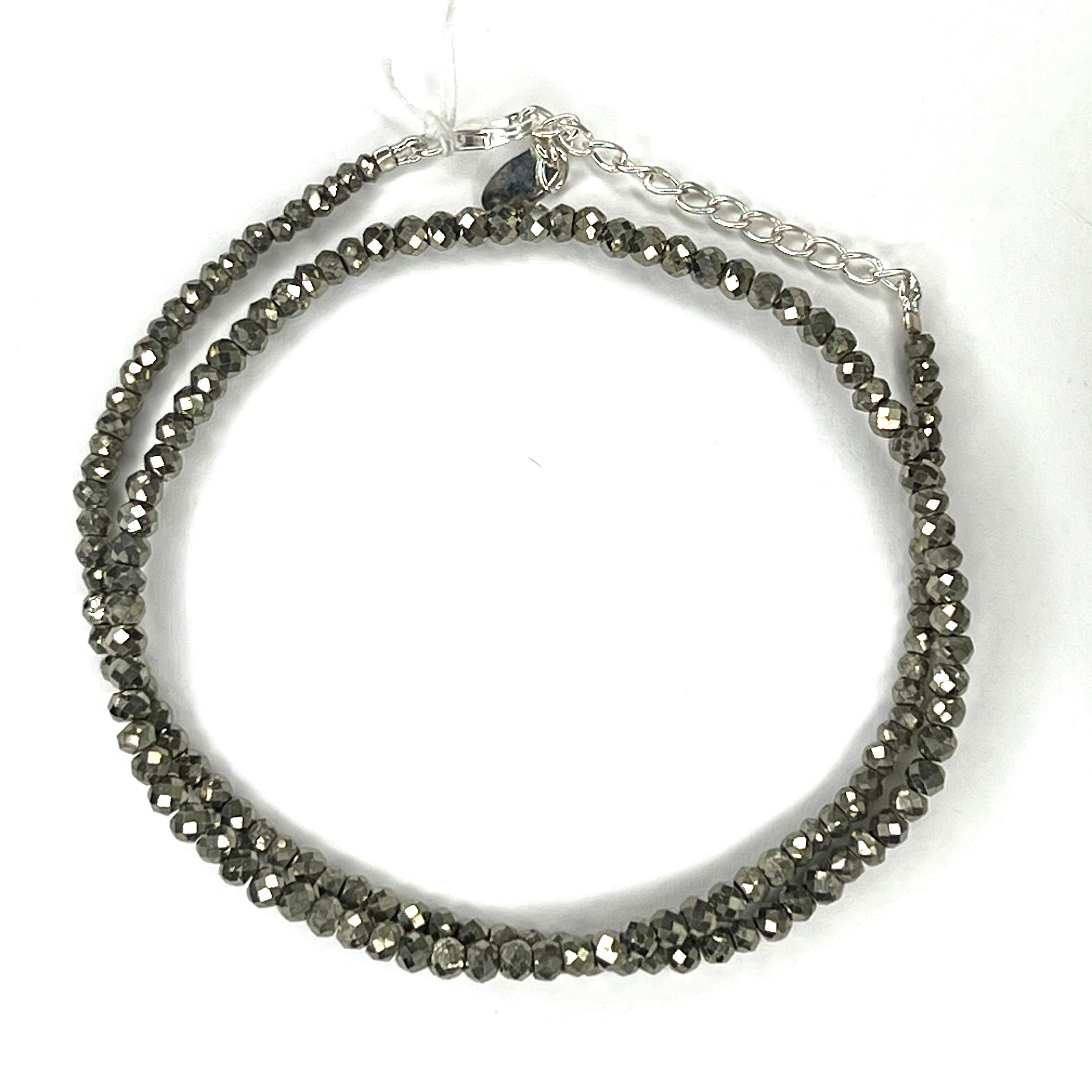 Pyrite Bead Necklace Sterling Silver 18"