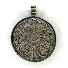 Tiger Eye Sun Moon Pendant with Tibetan Silver Frame Back