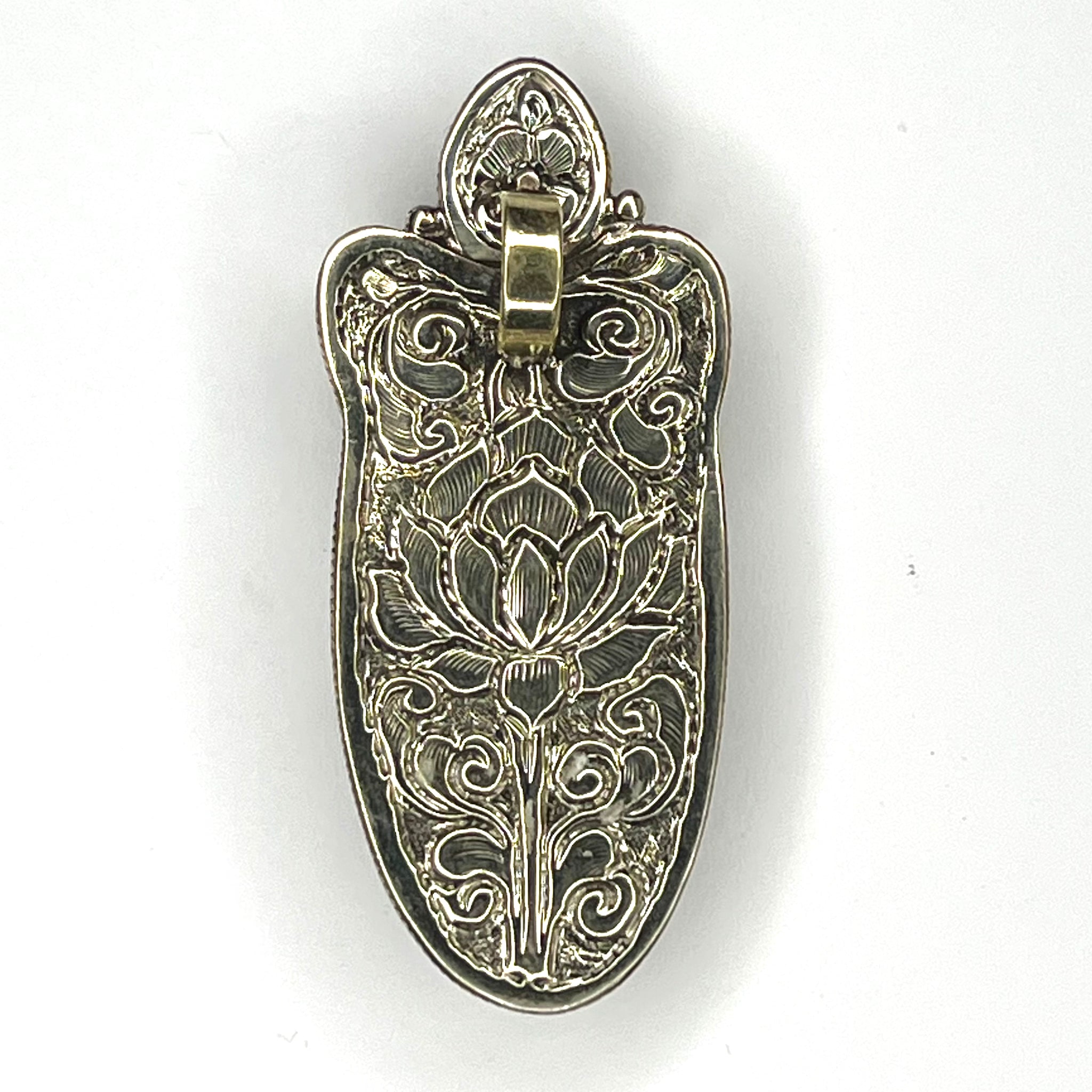 Wolf Pendant Tibetan Silver and Carved Bone Back