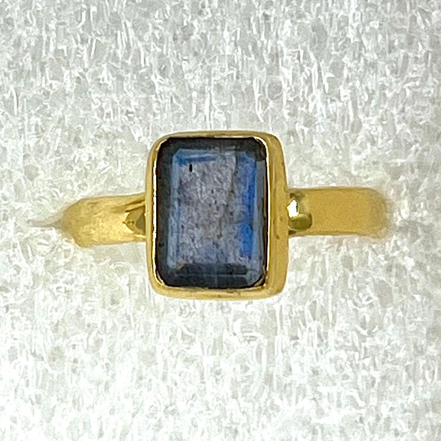 Labradorite Ring 18k Gold Vermeil Rectangle