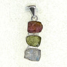 3-stone Pendant Pink Tournaline-Green Tournaline-Rainbow Moonstone