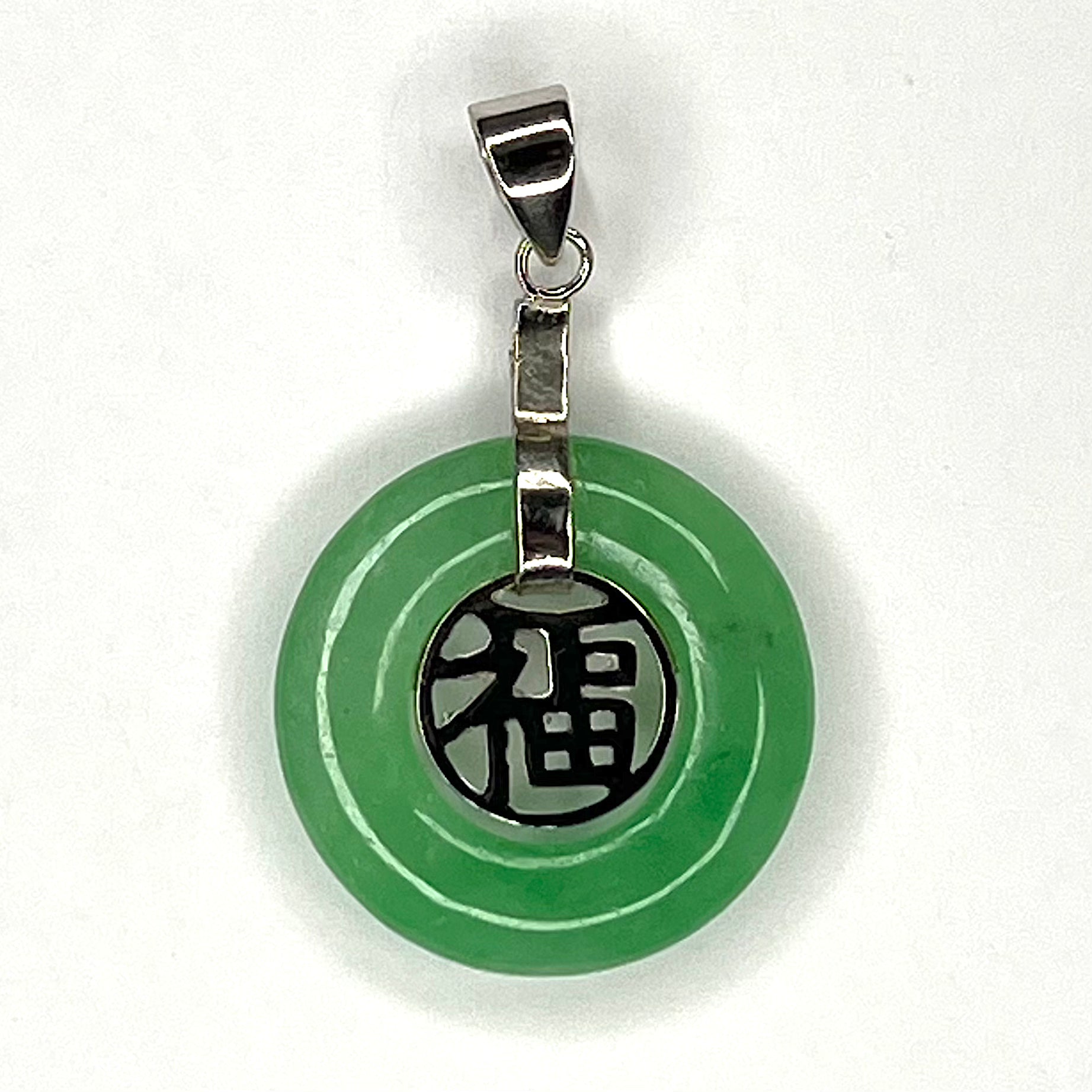 Jade Prosperity Pendant Sterling Silver