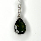 Moldavite Faceted Teardrop Pendant with Herkimer Diamond Bail