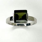 Moldavite Faceted Square Ring Sterling Silver