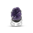 Amethyst Ring Druzy Sterling Silver Twin Band Prong