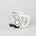 Sugar Skull with Handle Bar  Moustache Mug