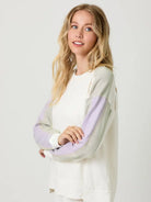 Ivory Washed Color Block Terry Top side view