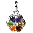 Chakra Power Gemstone Petal Pendant Sterling Silver