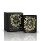 Black candle with 'Saint Virgin Mary' design and packaging on a white background