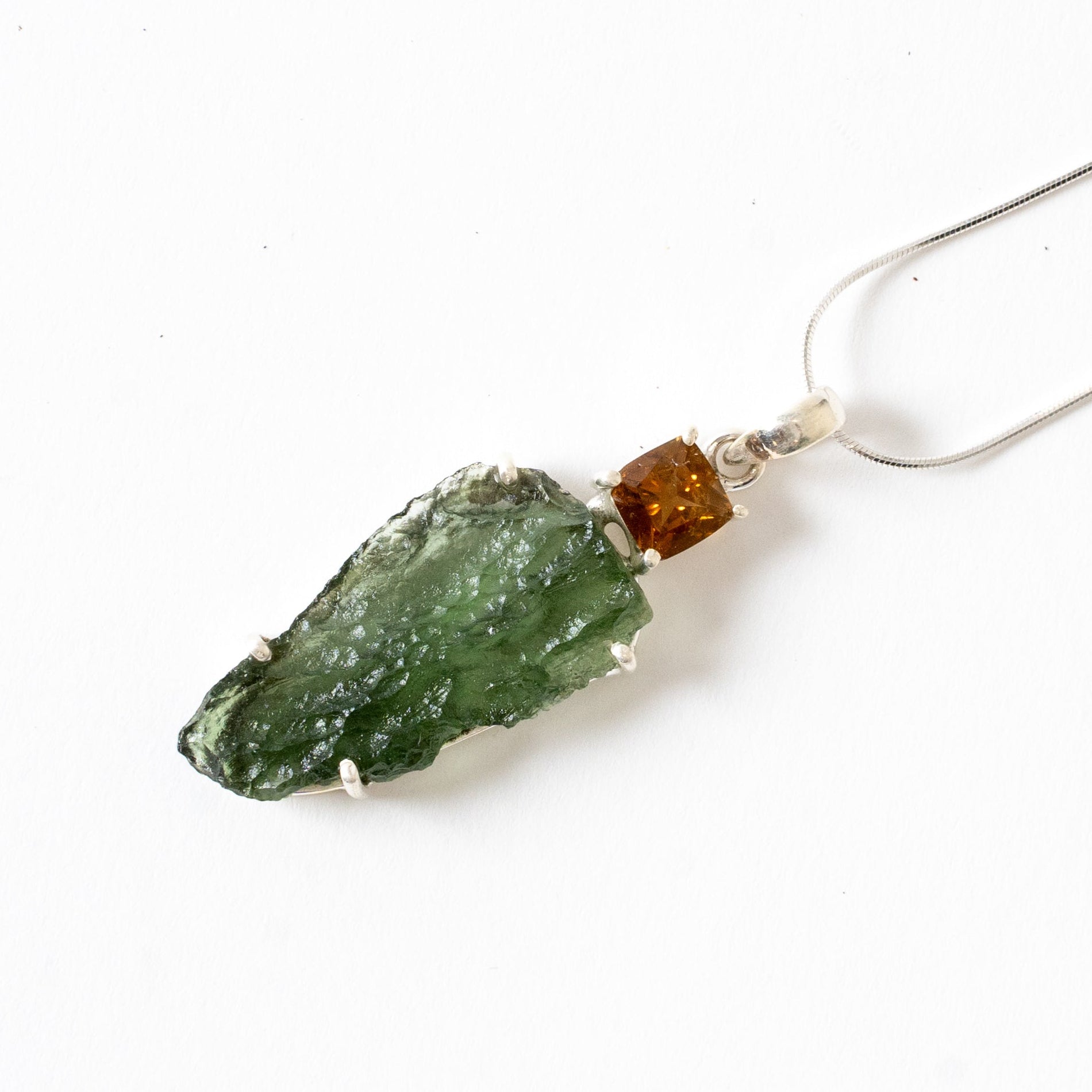 Moldavite and Citrine Necklace