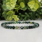 Moss Agate Stretch Bead Bracelet 6mm Bead on White