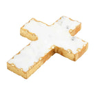 Marble cross with gold border on a white background