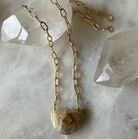 Rutilated Quartz w/ Citrine 18K Gold Vermeil Necklace