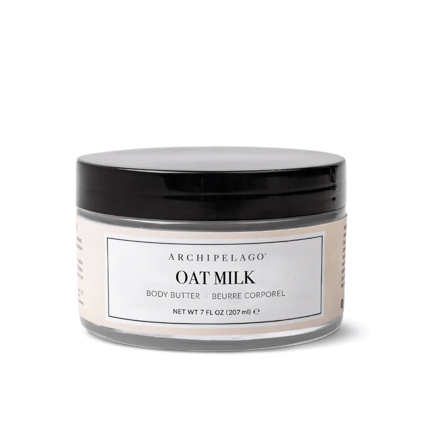 Jar of Archipelago Oat Milk body butter on a white background