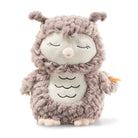 Steiff Ollie Owl Plush toy with closed eyes on a white background