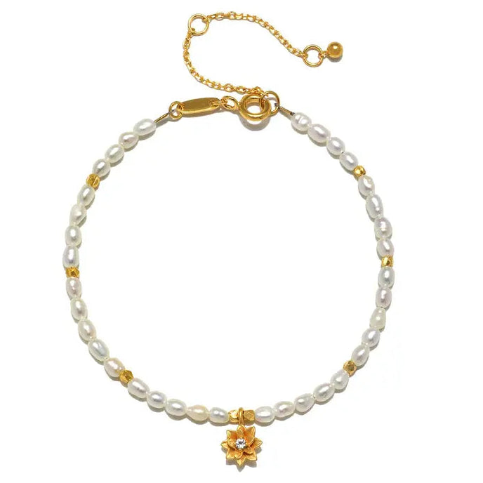 Pearl Lotus June Birthstone Bracelet