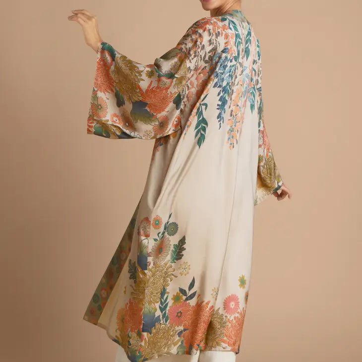 Coconut Trailing Wisteria Kimono Gown