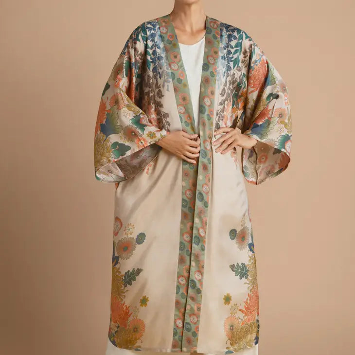 Coconut Trailing Wisteria Kimono Gown