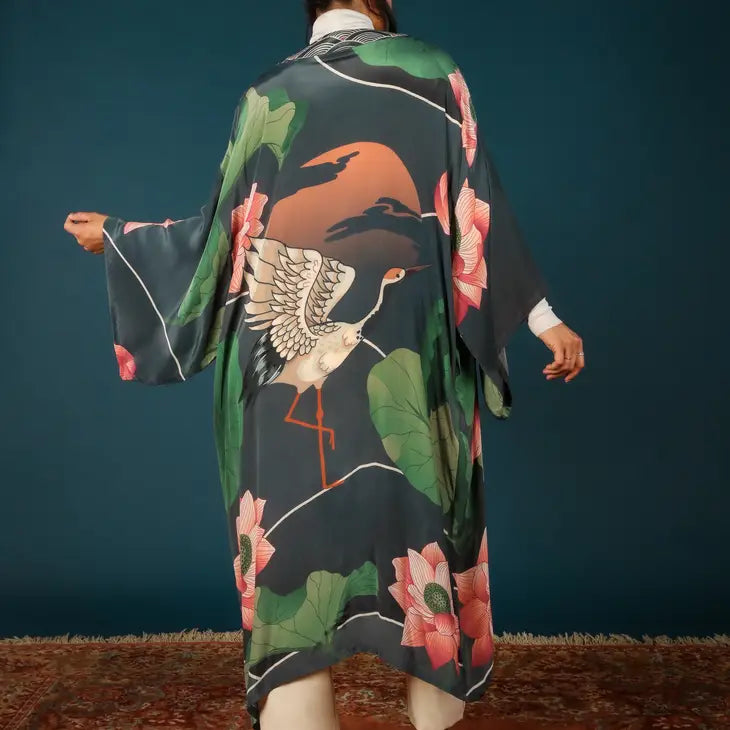 Crane At Sunrise Kimono Gown