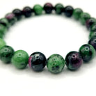 Ruby Zoisite 8mm Smooth Bead Stretch Bracelet Upclose